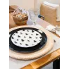 Corbeille ronde en manguier avec têtes de cerf