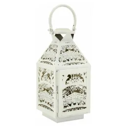 Lanterne carrée en métal blanc