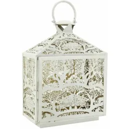 Lanterne rectangulaire en métal blanc