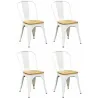 Chaise industrielle en métal et bois d'orme huilé (Lot de 4)
