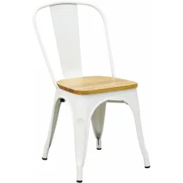 Chaise industrielle en métal et bois d'orme huilé (Lot de 4)