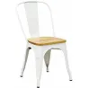 Chaise industrielle en métal et bois d'orme huilé (Lot de 4)