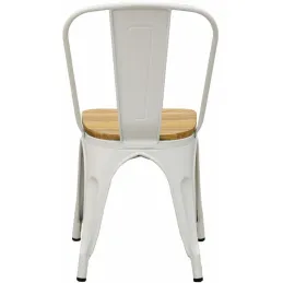 Chaise industrielle en métal et bois d'orme huilé (Lot de 4)