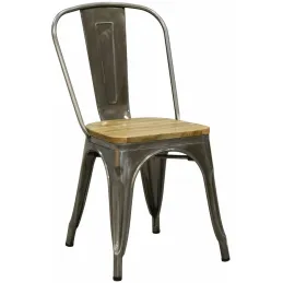 Chaise industrielle en métal et bois d'orme huilé (Lot de 4)