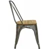 Chaise industrielle en métal et bois d'orme huilé (Lot de 4)