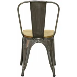 Chaise industrielle en métal et bois d'orme huilé (Lot de 4)