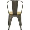Chaise industrielle en métal et bois d'orme huilé (Lot de 4)