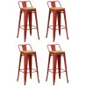 Tabouret de bar en métal laqué et bois d'orme huilé (Lot de 4)