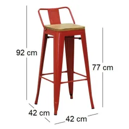 Tabouret de bar en métal laqué et bois d'orme huilé (Lot de 4)