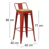 Tabouret de bar en métal laqué et bois d'orme huilé (Lot de 4)