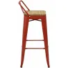 Tabouret de bar en métal laqué et bois d'orme huilé (Lot de 4)