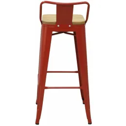 Tabouret de bar en métal laqué et bois d'orme huilé (Lot de 4)