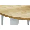 Table ronde industrielle en métal blanc et bois d'orme huilé