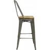 Tabouret industriel en métal et bois d'orme huilé (Lot de 4)