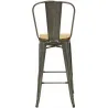 Tabouret industriel en métal et bois d'orme huilé (Lot de 4)