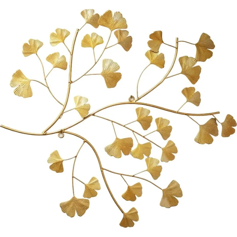 Décoration murale en métal doré Ginko