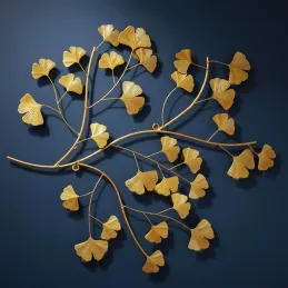 Décoration murale en métal doré Ginko