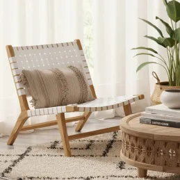 Fauteuil design en teck et nylon tressé