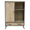 Meuble bar en bois et métal étagères et tiroirs