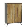 Meuble bar en bois et métal étagères et tiroirs
