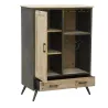 Meuble bar en bois et métal étagères et tiroirs