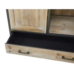 Meuble bar en bois et métal étagères et tiroirs