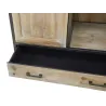 Meuble bar en bois et métal étagères et tiroirs
