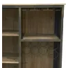 Meuble bar en bois et métal étagères et tiroirs