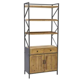 Etagère en pin et métal 2 tiroirs