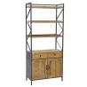 Etagère en pin et métal 2 tiroirs