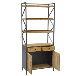 Etagère en pin et métal 2 tiroirs