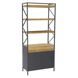 Etagère en pin et métal 2 tiroirs