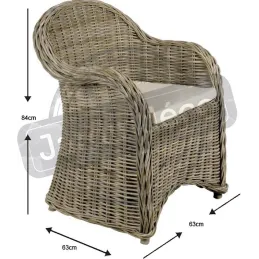 Fauteuil gris en poelet Arthur