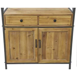 Etagère en pin et métal 2 tiroirs