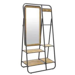 Vestiaire en pin et métal avec miroir