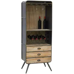 Meuble bar en bois et métal 