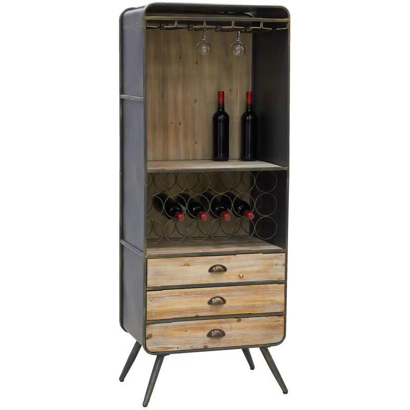 Meuble bar en bois et métal 