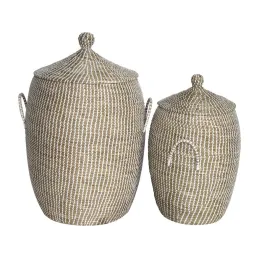 Paniers à linge en jonc de mer (Lot de 2)