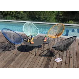 Table basse jardin ronde en acier Rio 50 cm