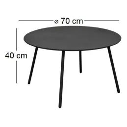 Table basse jardin ronde en acier Rio 70 cm