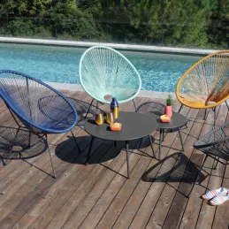 Table basse jardin ronde en acier Rio 70 cm