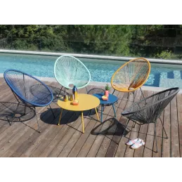 Table basse jardin ronde en acier Rio 70 cm