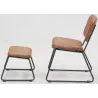 Fauteuil et repose-pieds en cuir  de buffle pleine fleur