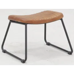 Fauteuil et repose-pieds en cuir  de buffle pleine fleur