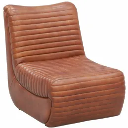 Fauteuil bas en cuir de buffle marron