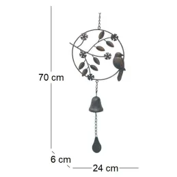 Cloche de jardin avec oiseau 24x6x70cm