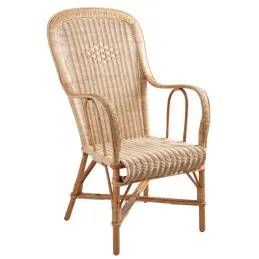 Fauteuil rotin dossier haut naturel