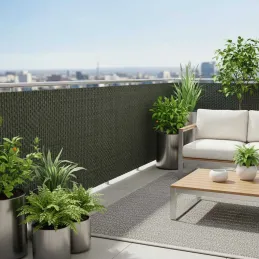Brise-vue en résine tressée pour balcon et clôture coloris vert