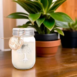 Bougie Mason Jar Tree of Life 12 cm
