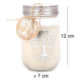 Bougie Mason Jar Tree of Life 12 cm